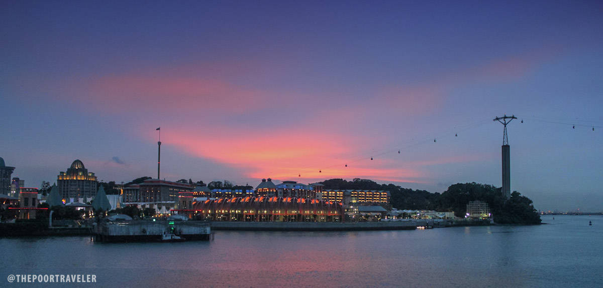 sentosa boardwalk sunset singapore