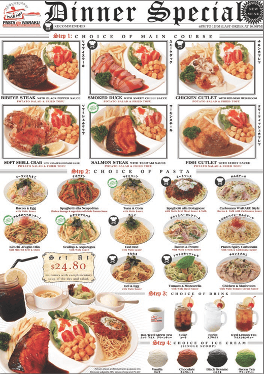 Pasta de Waraku Menu