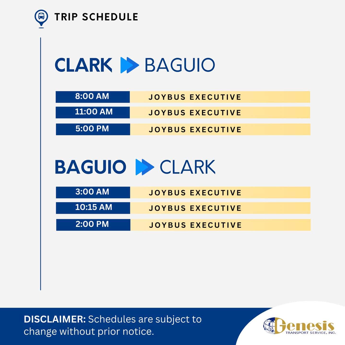 Genesis Clark-Baguio Bus Schedule