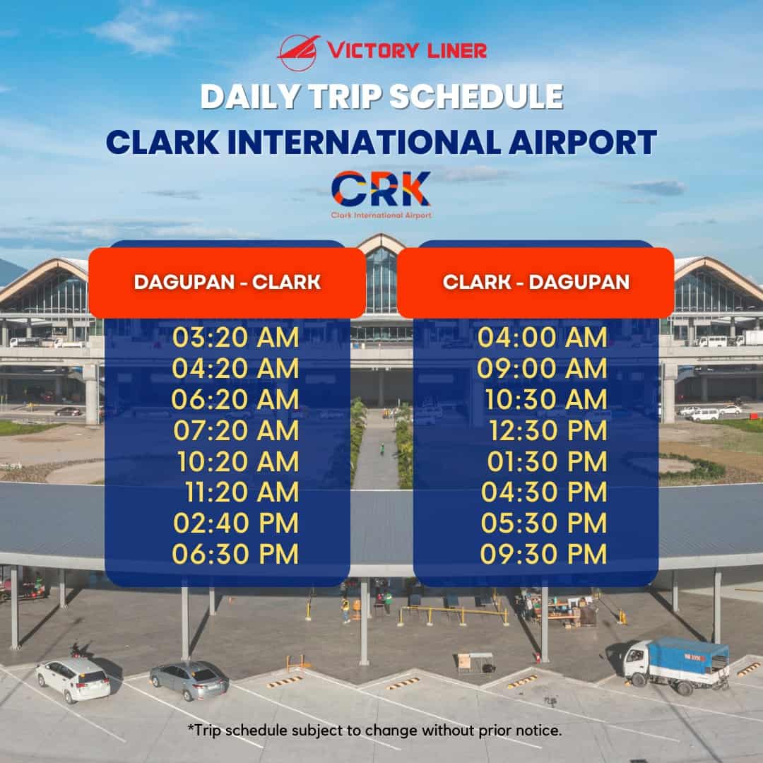Victory Liner Clark-Dagupan Bus Schedule