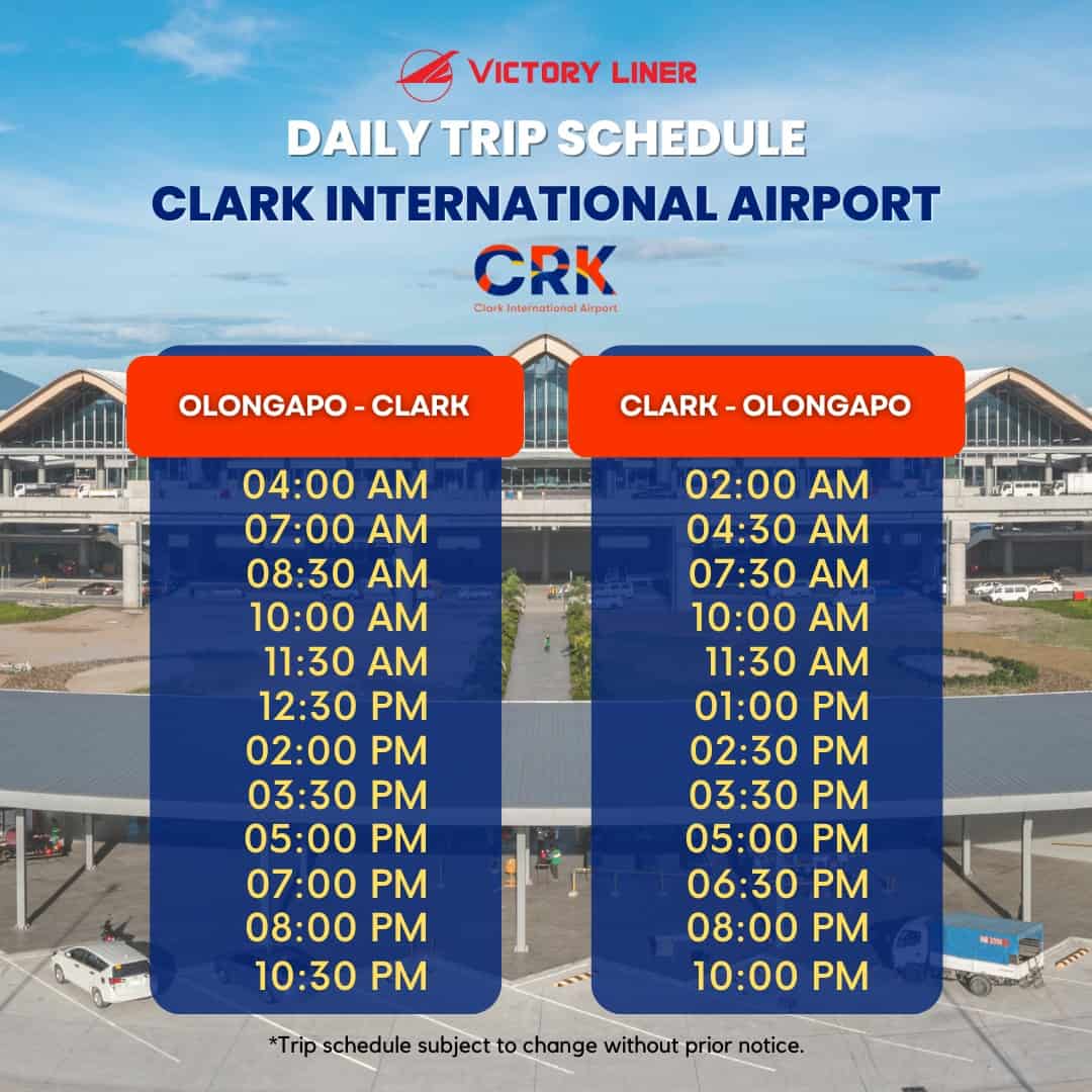 Victory Liner Clark-Olongapo Bus Schedule