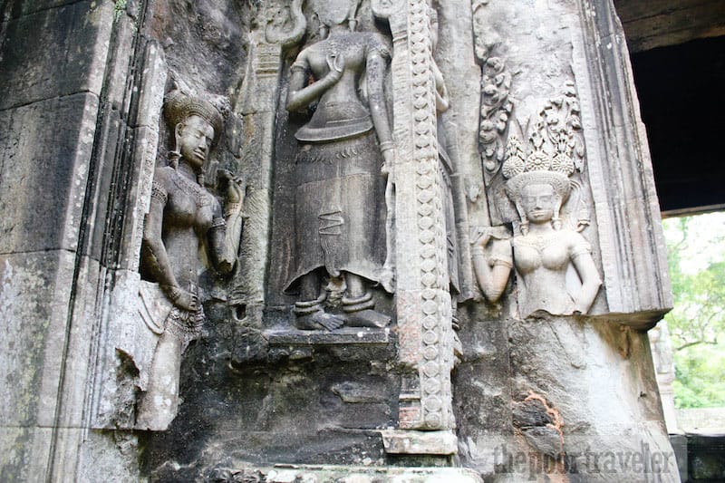 Images of devatas on the walls of the temple