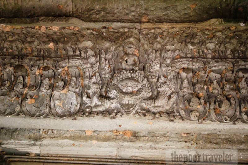 The lintel over one of the doorways bearing an image of Vishnu