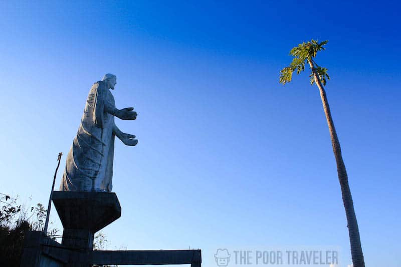 A closer look at the statue of Jesus Christ at Aguila viewpoint, overlooking the town.