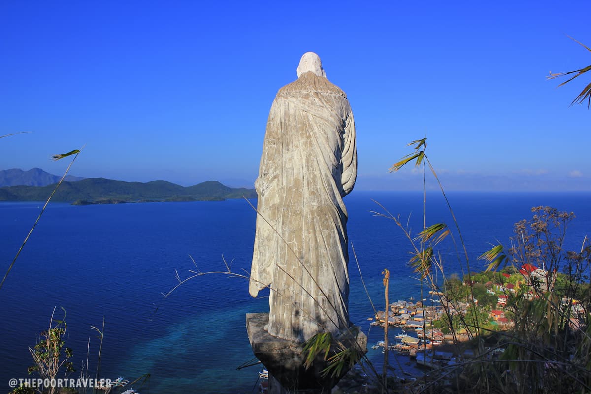 A Jesus Christ the Redeemer statue at Aguila viewpoint, overlooking Culion town.