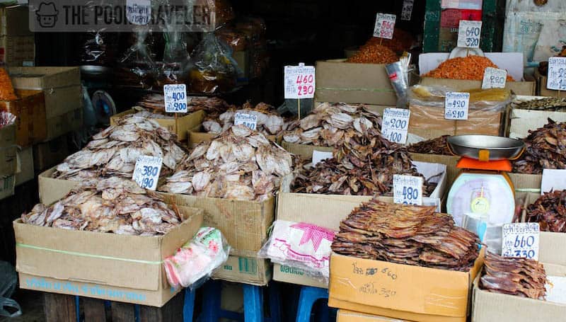 Dried fish sold at a stall near Wat Pho
