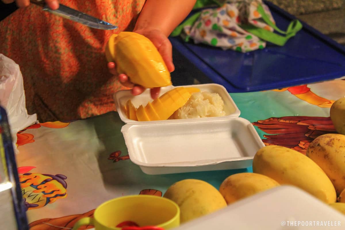 The famous Mango Sticky Rice. You'll find it everywhere in Bangkok (and the rest of Thailand).