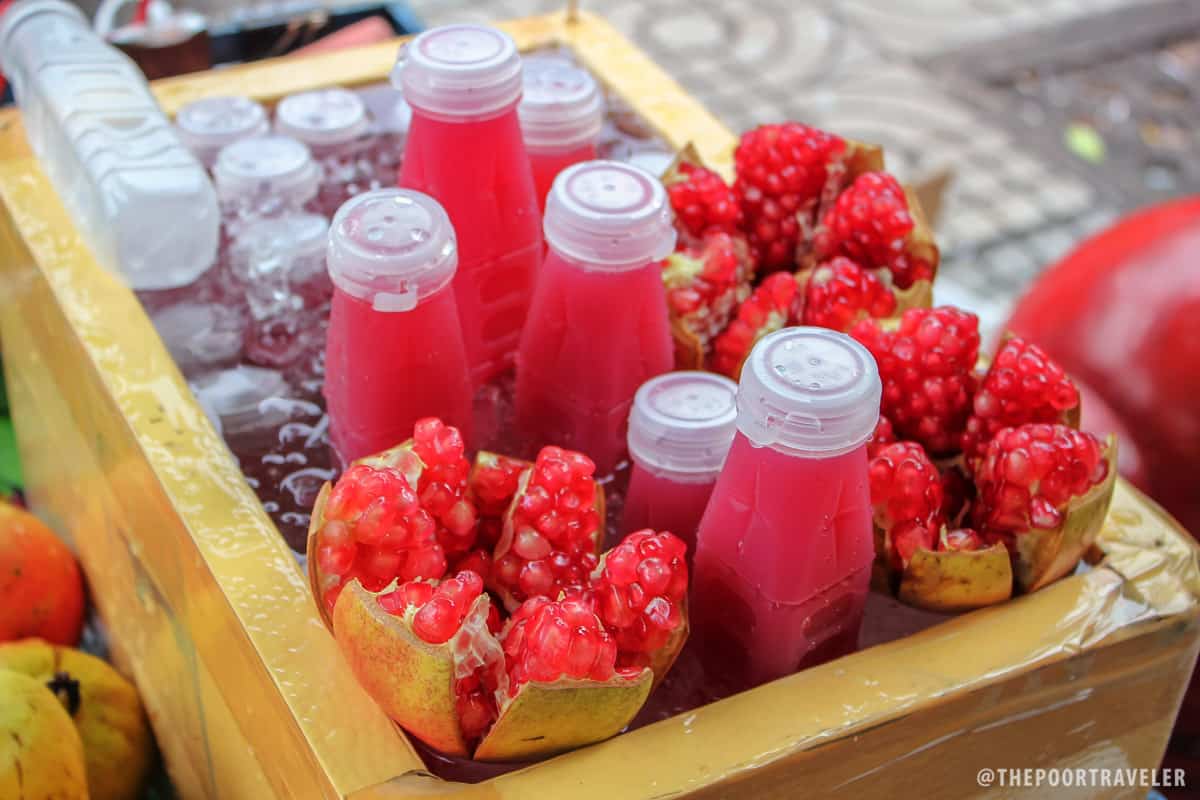 Fresh Pomegranate Juice sold by the entrance to Wat Pho