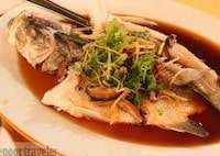 Steamed sea bass