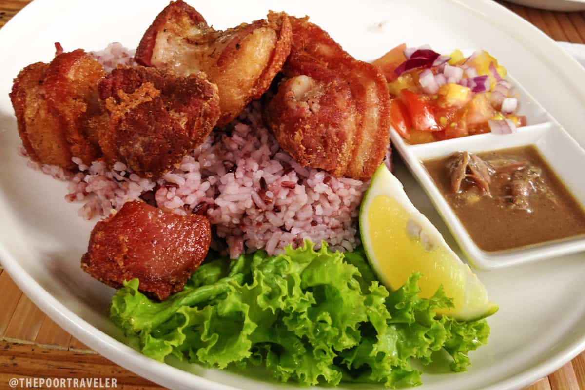 Baguio Bagnet with Padas bagoong, tomato relish, and lime