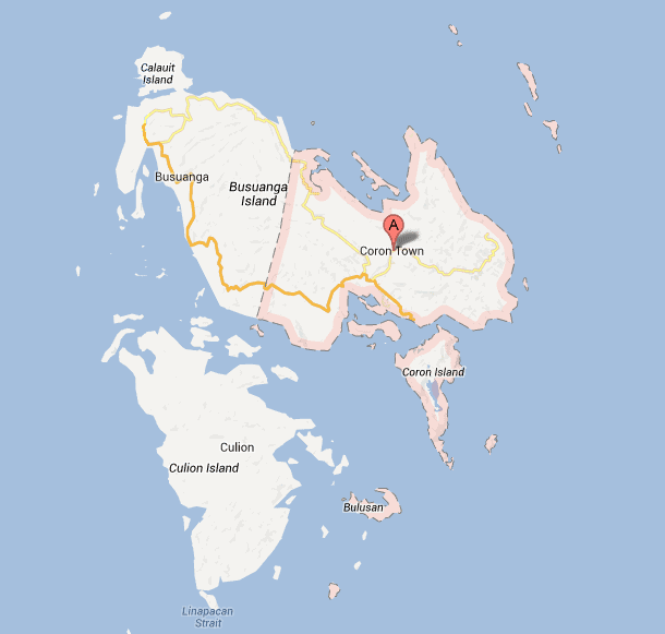 Map of Busuanga, Coron, and Culion
