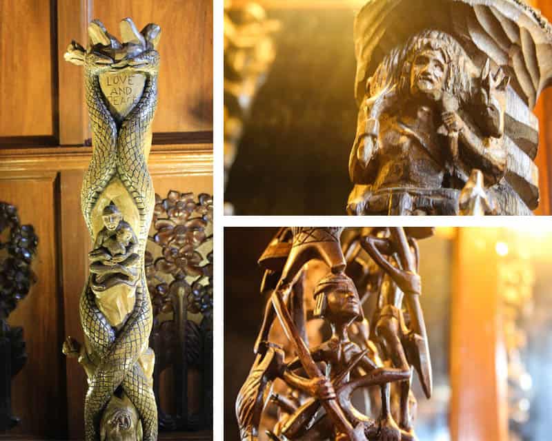 Some of the pieces of bamboo art on display