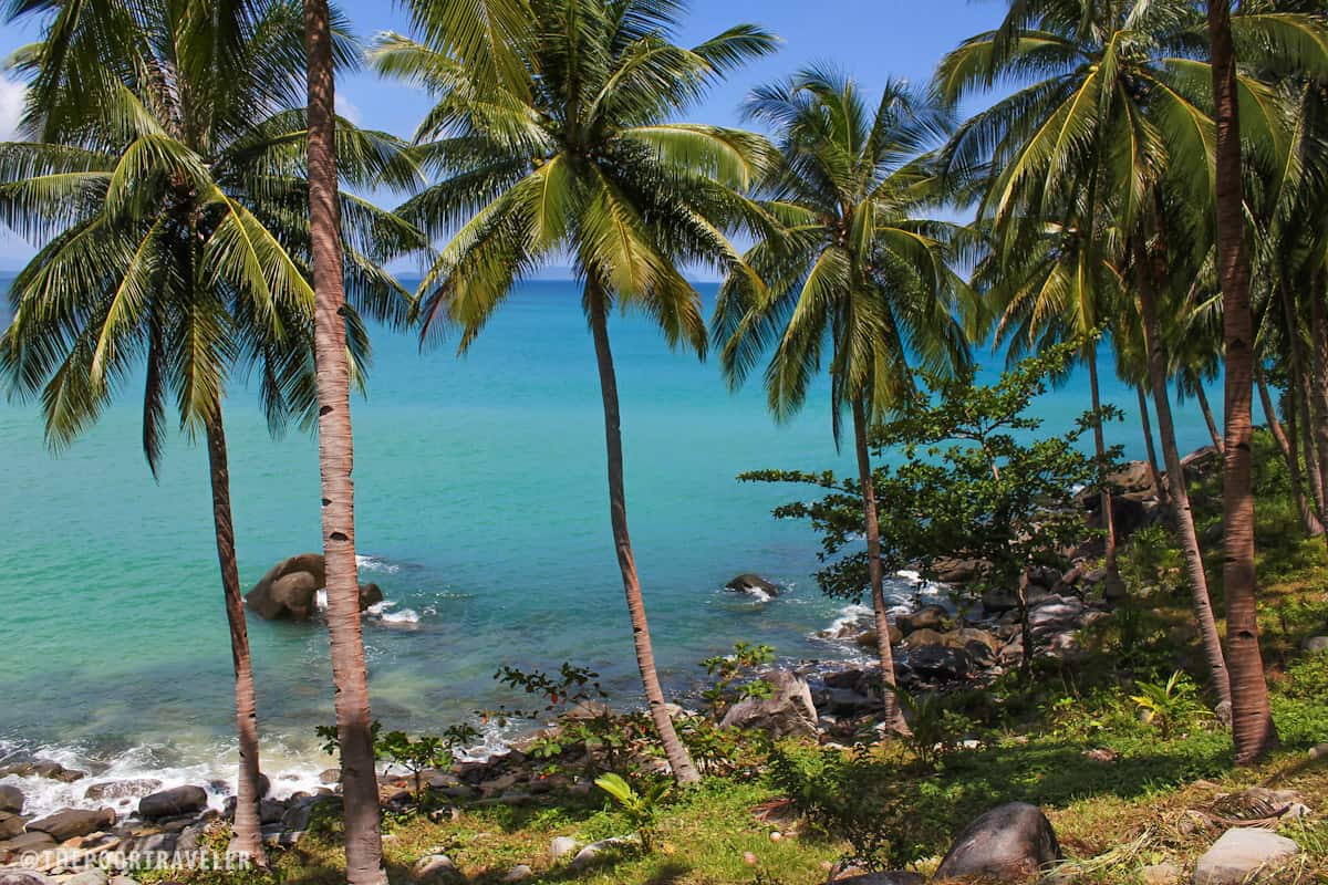 The rocky northern end of Irawan Beach