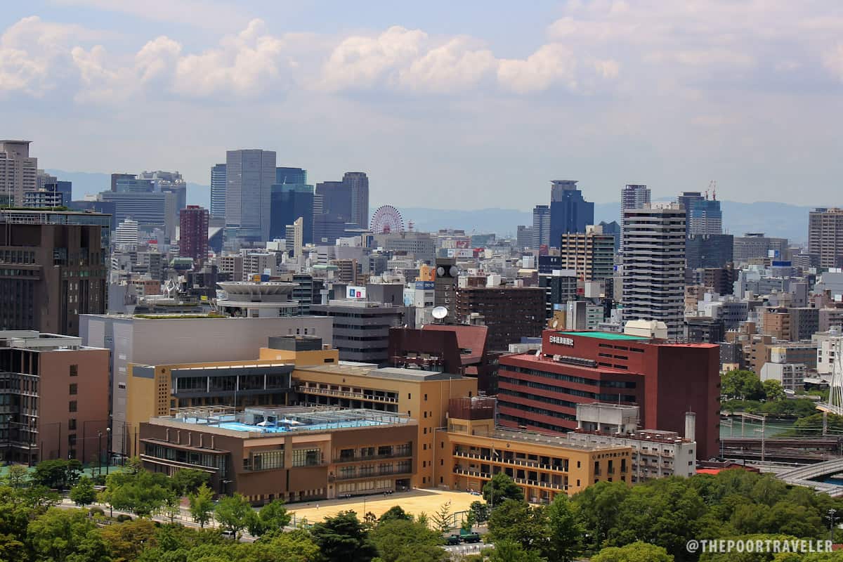 Osaka cityscape as viewed from the top floor of Osaka Castle