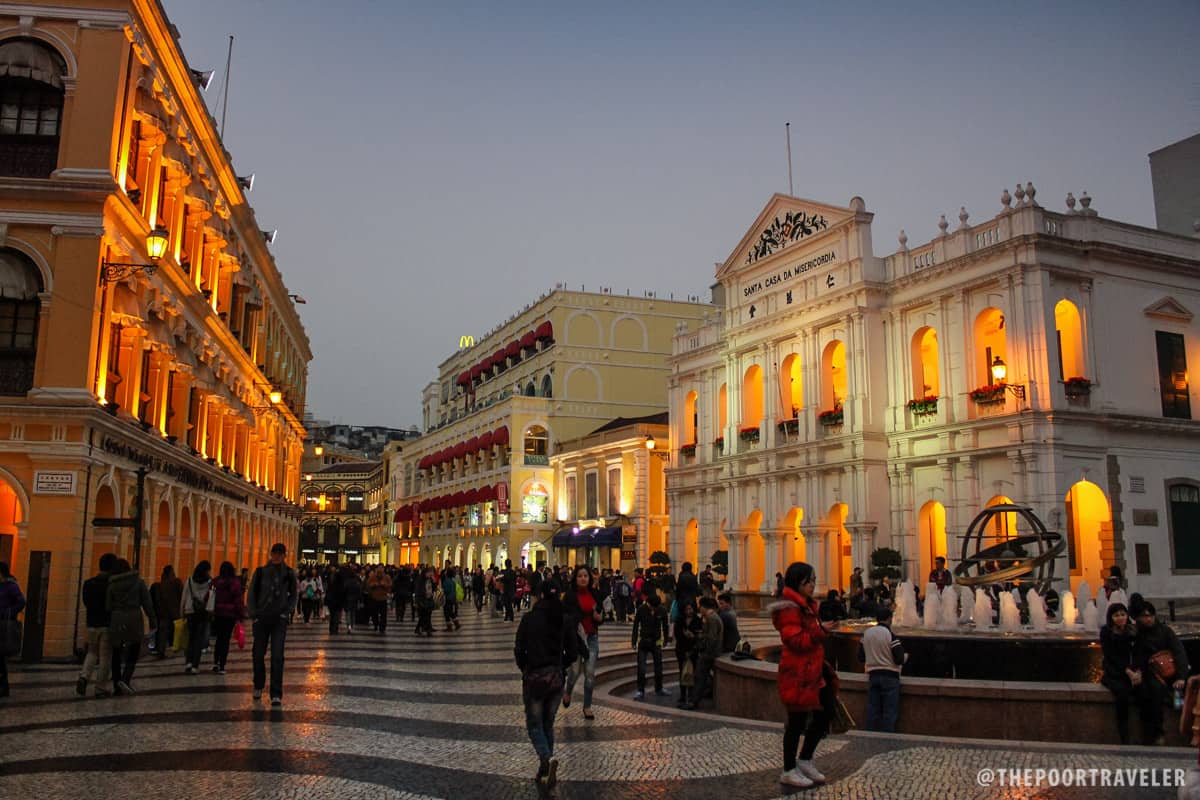 The wave-patterned mosaic floor of Senado Square