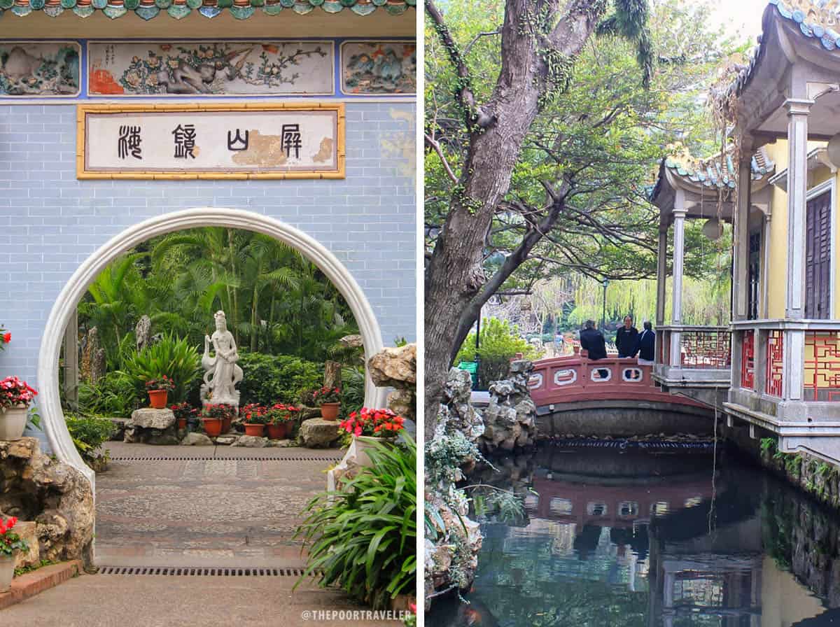 A pond at the garden and the entrance