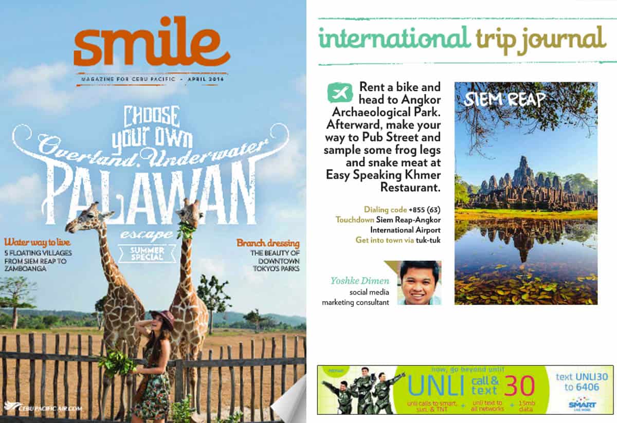 "Trip Journal: Siem Reap" Smile Magazine (Cebu Pacific), April 2014