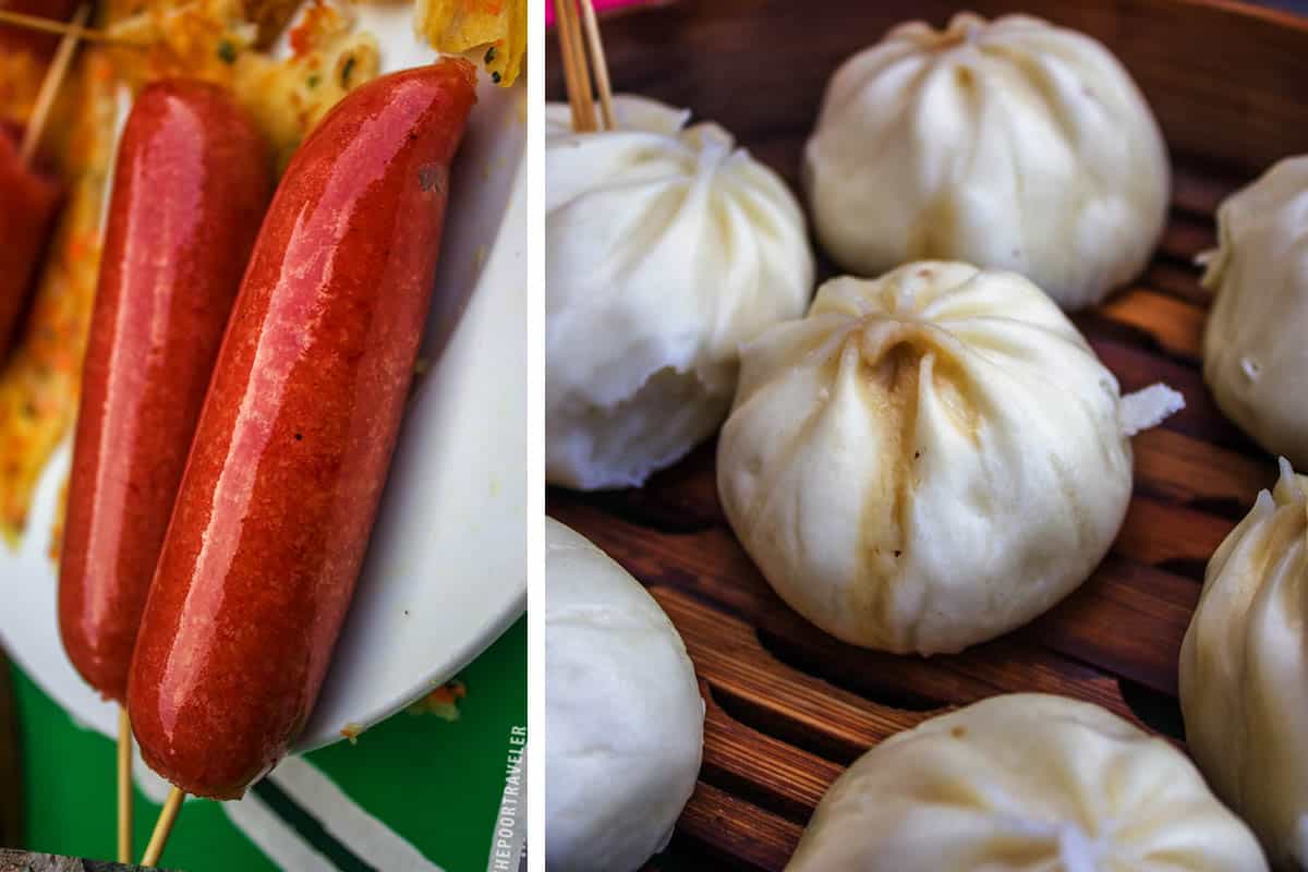 Sausage and buns! These mini-sausages taste almost exactly like longganisa hamonado. To my delight!