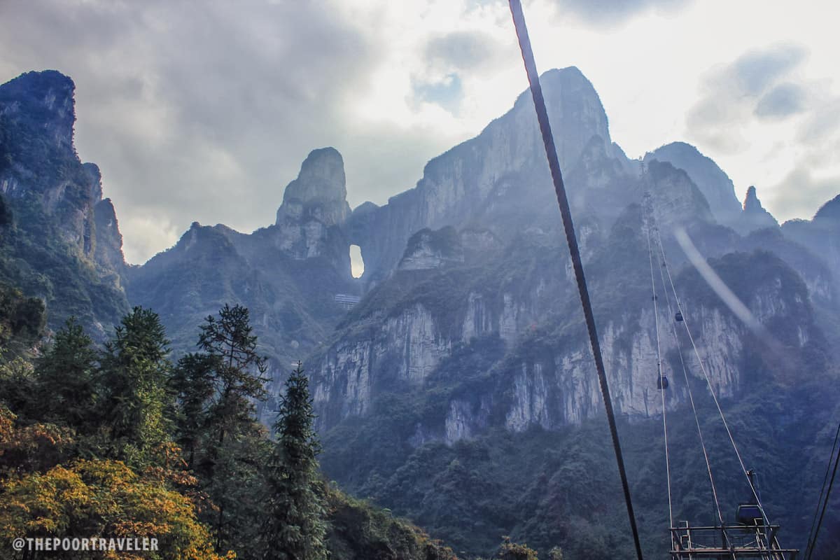 Tianmen Cave (Gateway to Heaven) as seen from the base of the mountain!