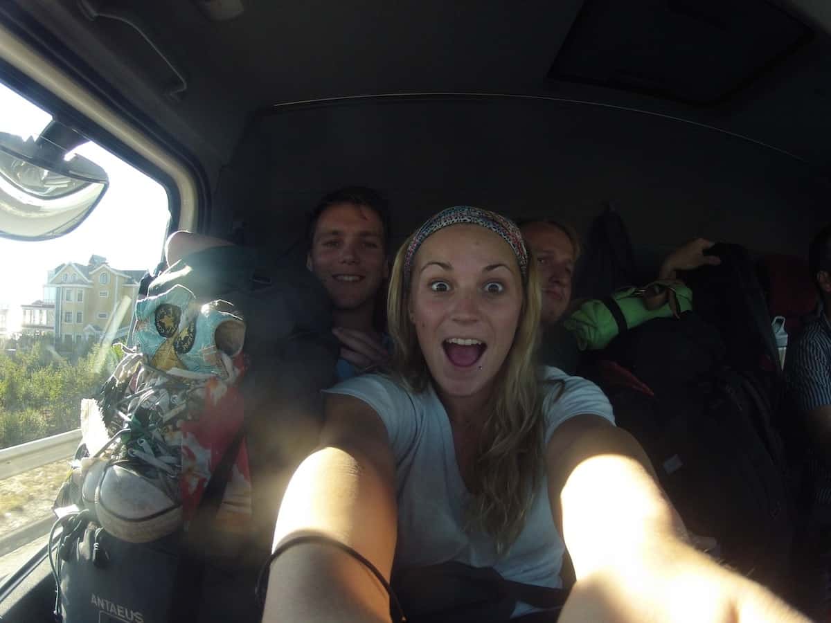 3 Hitchhikers in one small van in Turkey