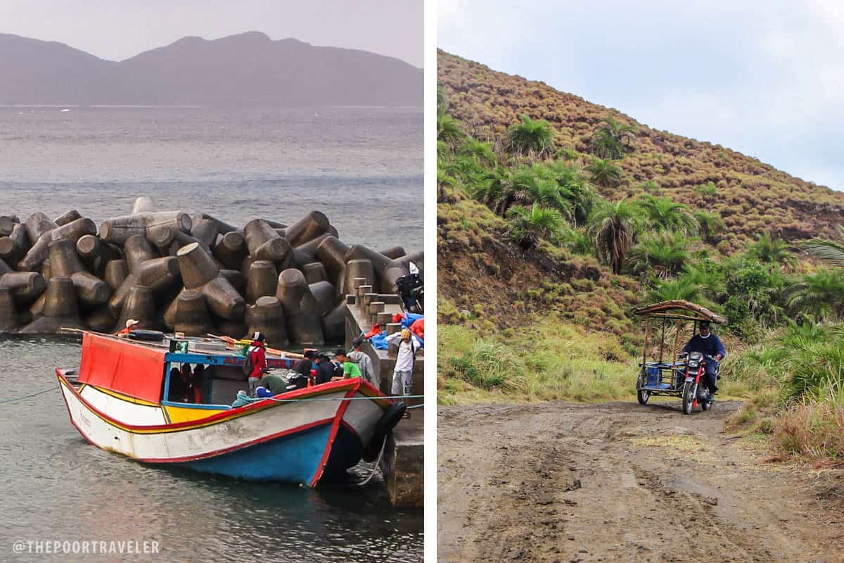 The faluwa that ferries passengers from Ivana to Sabtang, and the cogon-roofed tricycle.