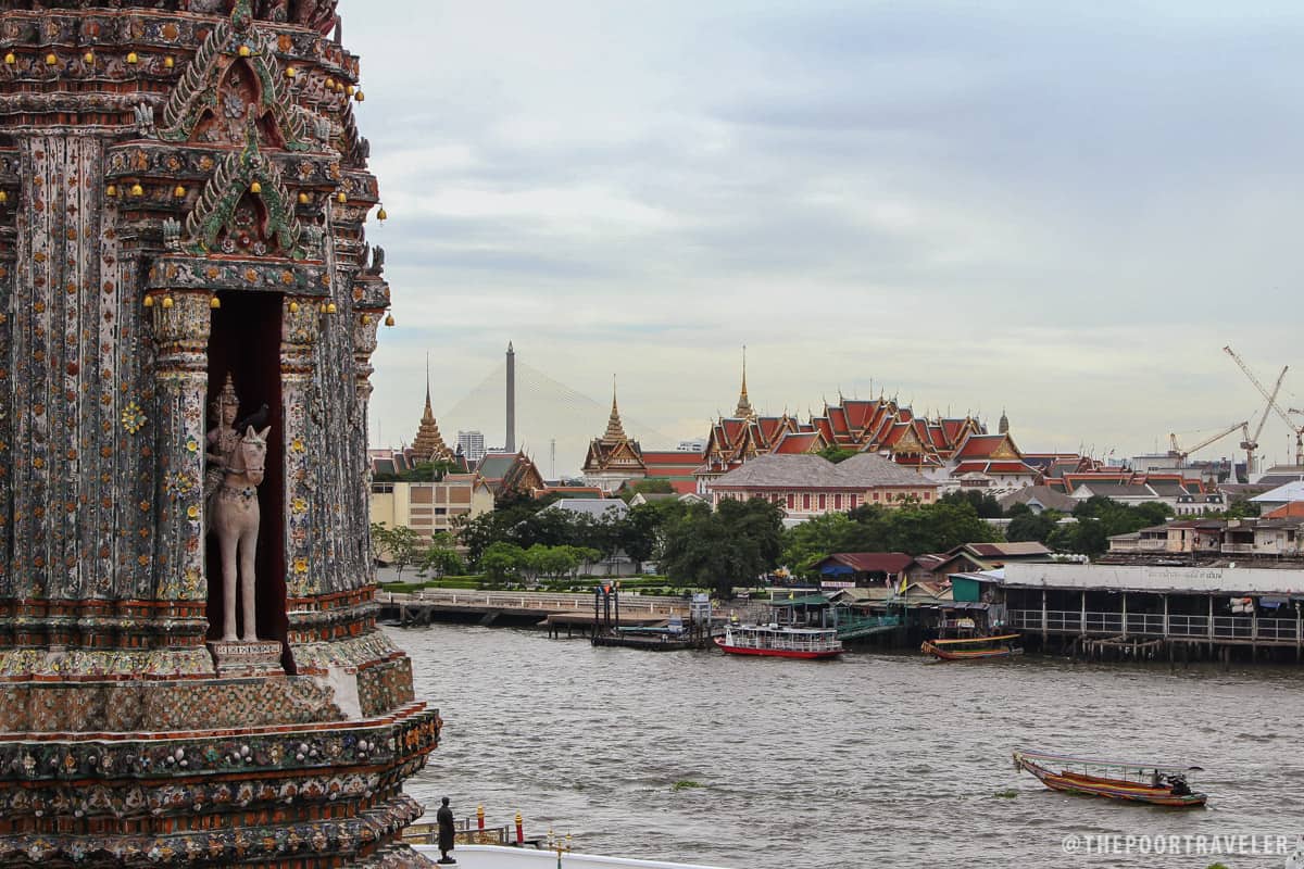 View of the Grand Palace from the top of the spire of Wat Arun