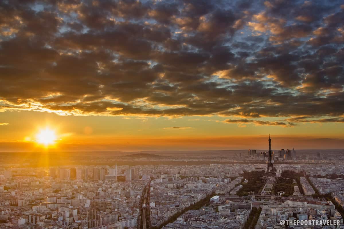 View of the sunset from the Montparnasse 56