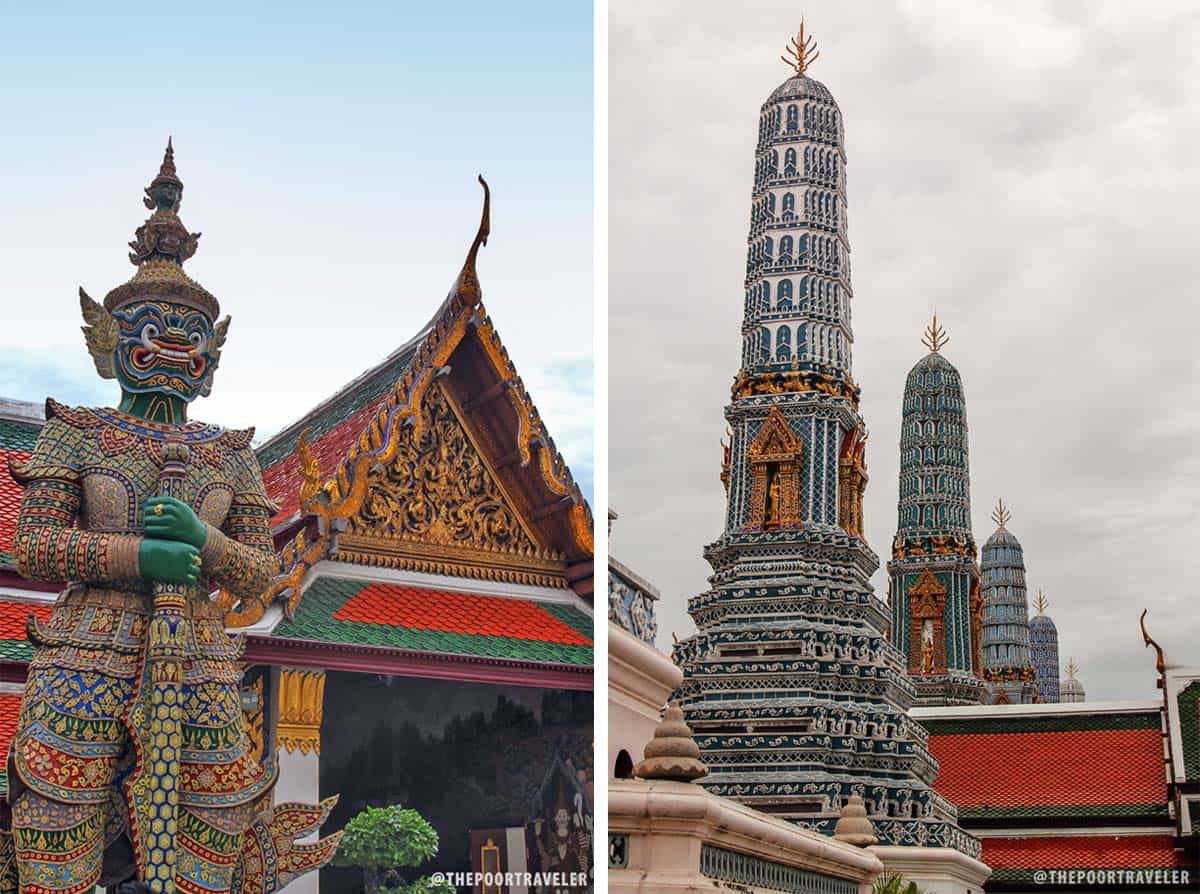 Statues of yaksha, giants in Thai mythology, guard the temple.