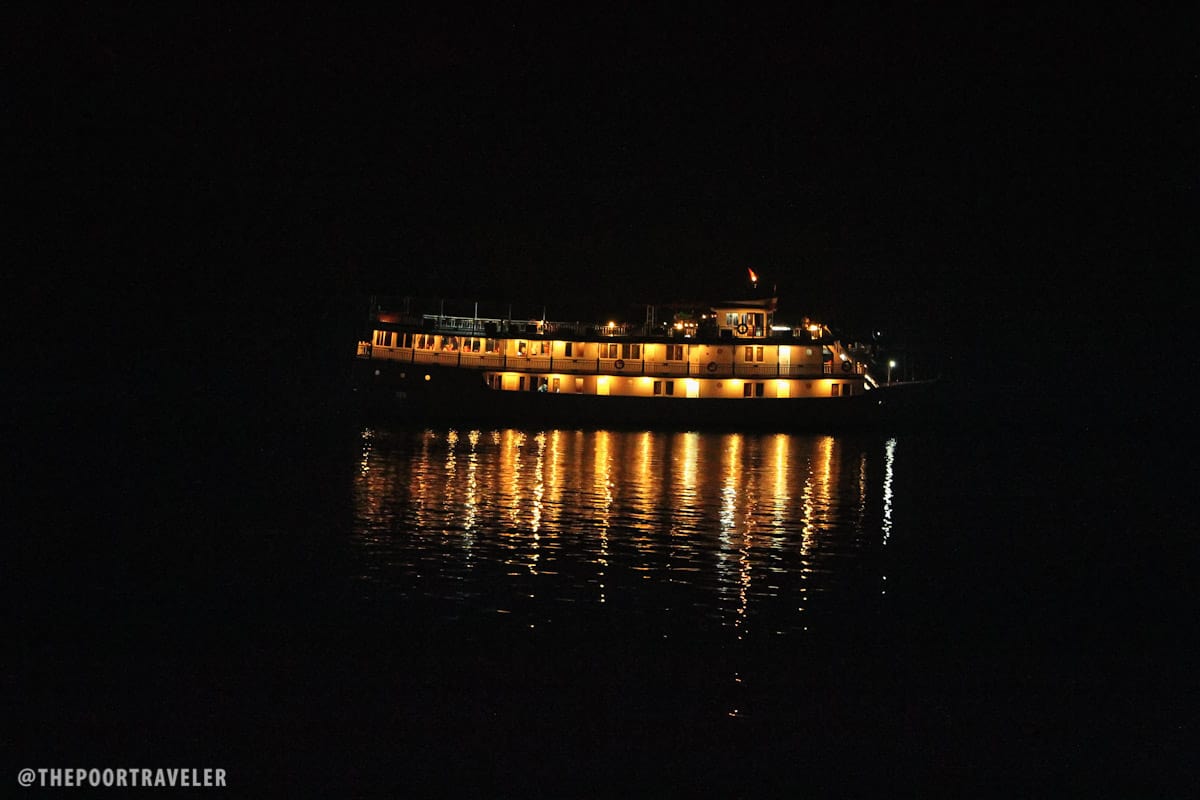 Halong Bay Junk Boat at night.