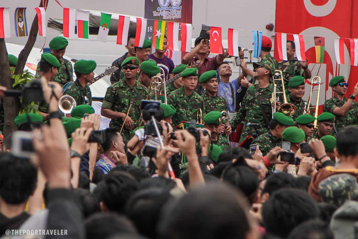 A military band playing Indonesia's most popular songs.