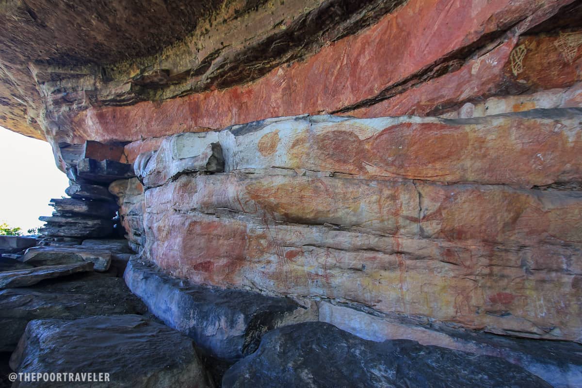 An Illustrated Menu. Images of the types of food available in this area painted on the rocks.