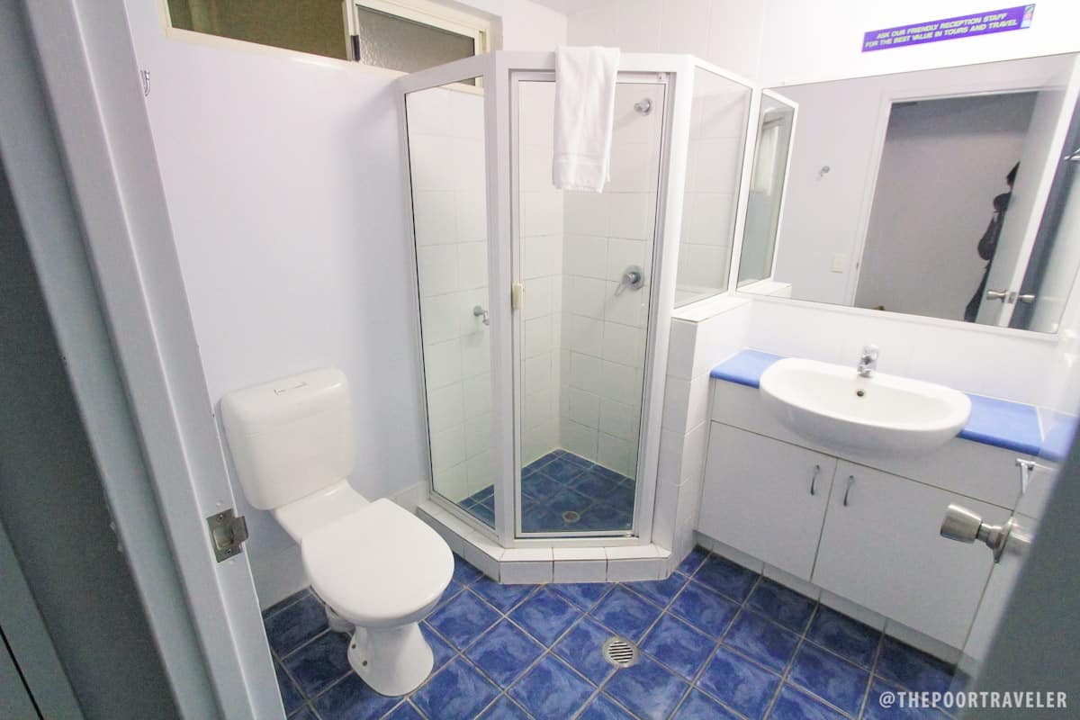 Ensuite bathroom at Cairns Central YHA