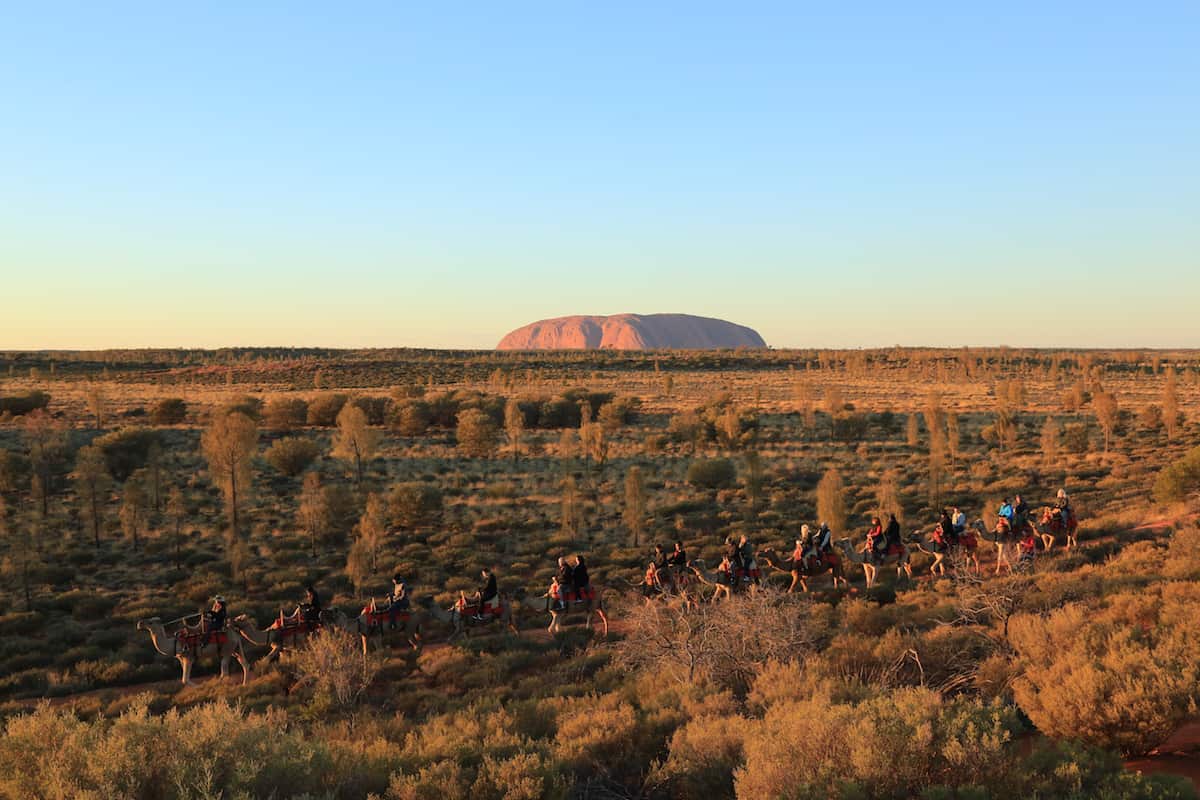 The Uluru is clearly visible from the trail. 