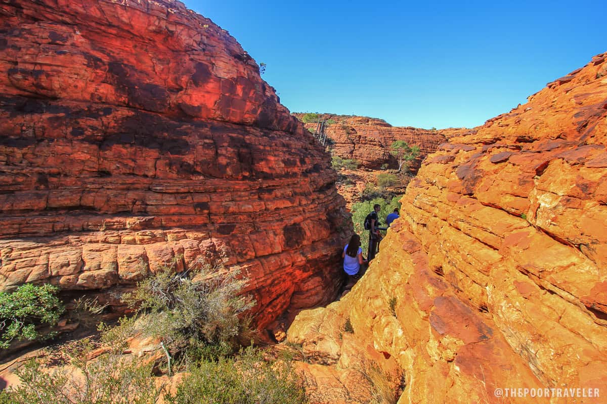 In between the sandstone domes.