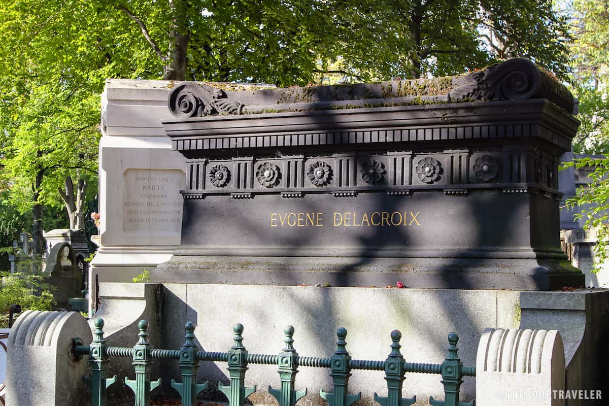 Tomb of Eugene Delacroix, a French Romantic artist often considered the leader of the French Romantic school.