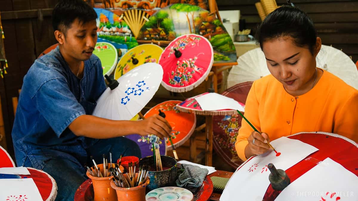 Thai Village colorful umbrella painting.