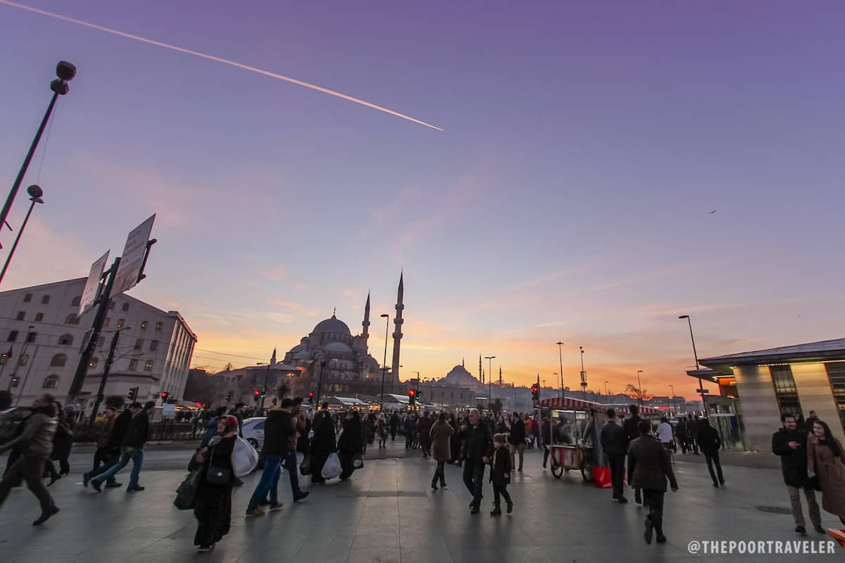 Istanbul's New Mosque at sunset