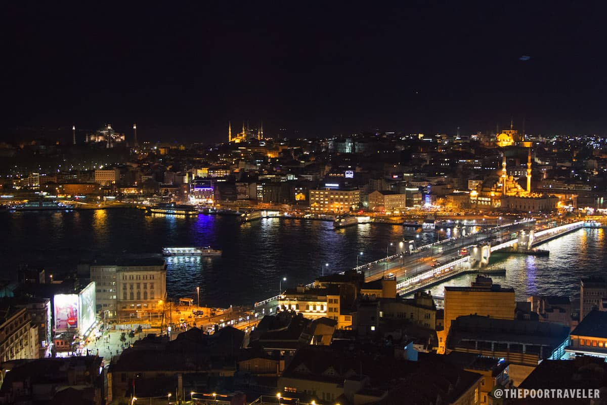 Istanbul at Night as seen from Galata Tower