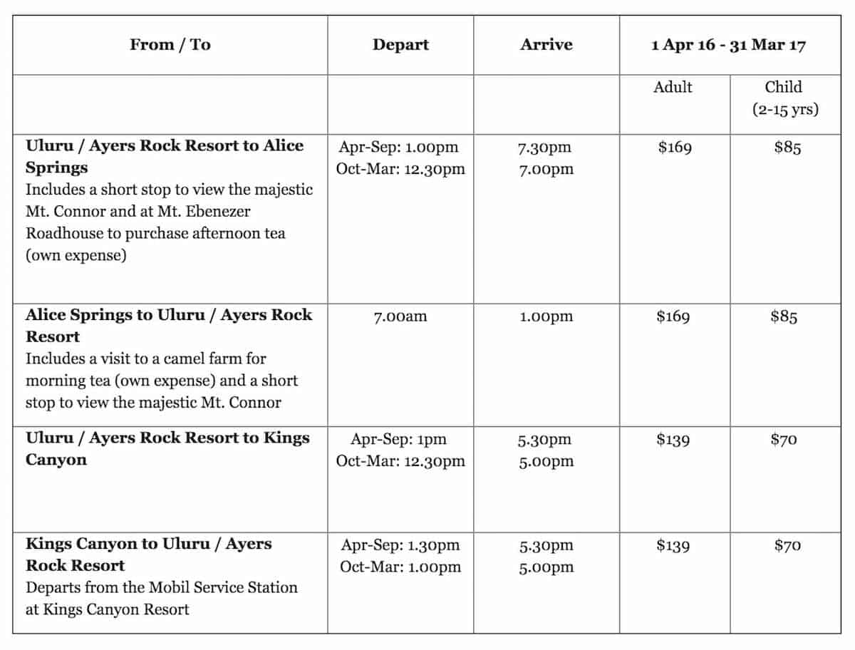 Rates by Ayers Rock Resort