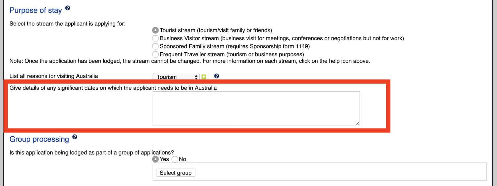 sample itinerary for australia tourist visa