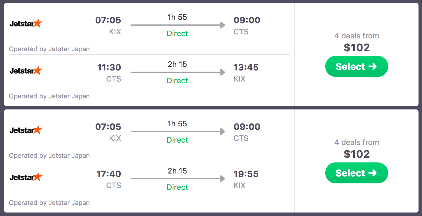 osaka vs sapporo travel