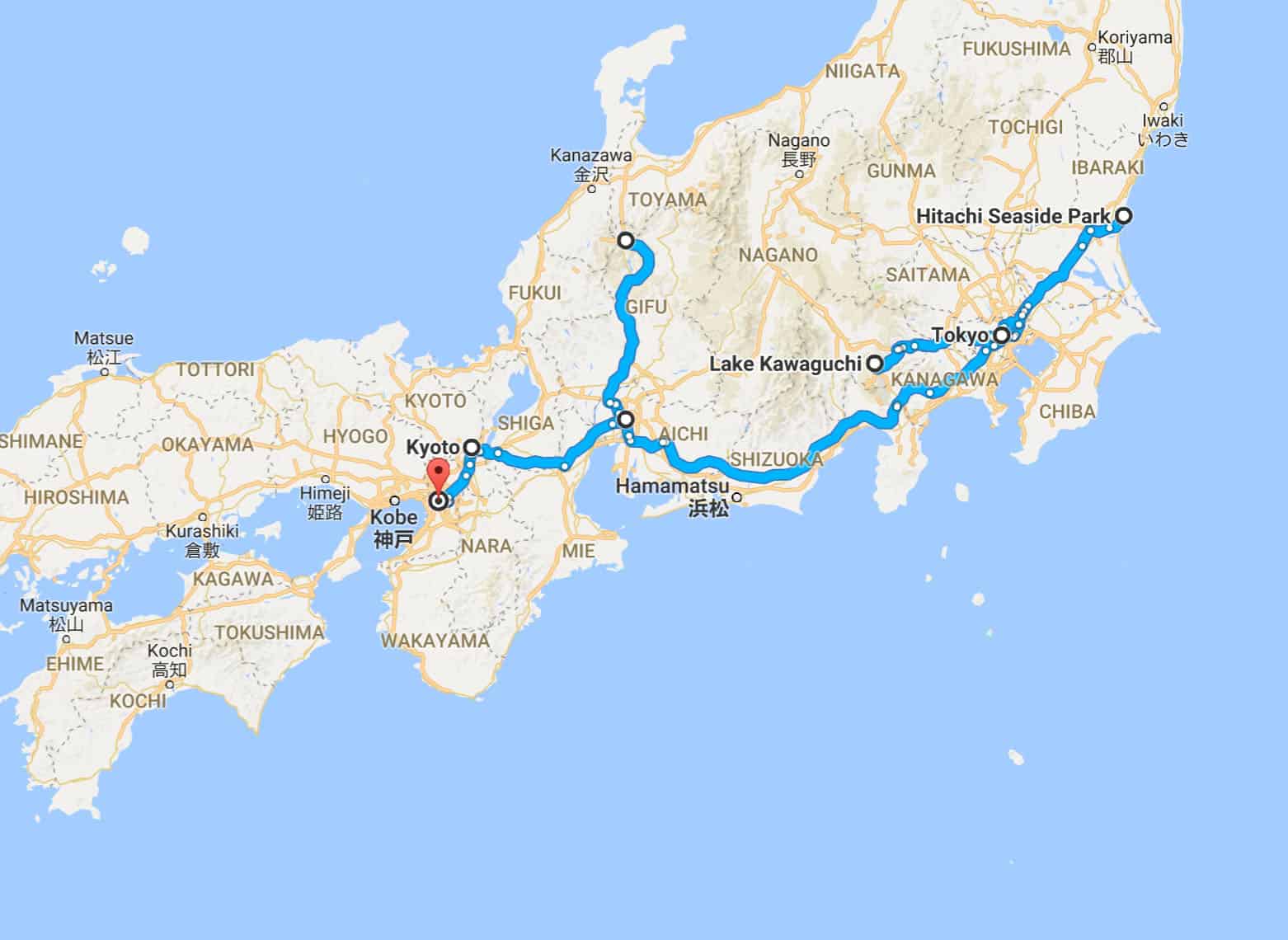 Japan Backpacking Route