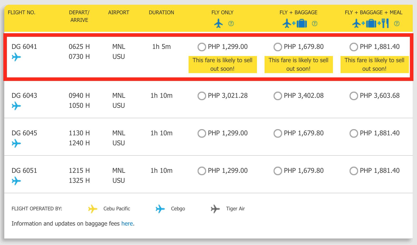 Cebu Pacific Manila to Busuanga Flight