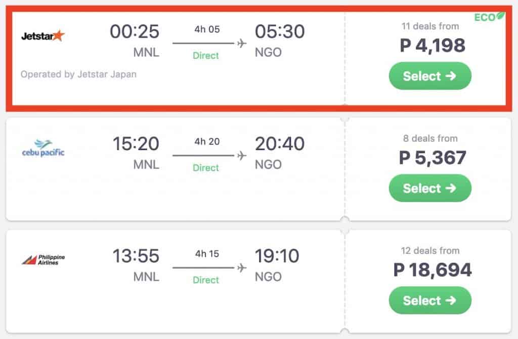 philippines to japan travel hours
