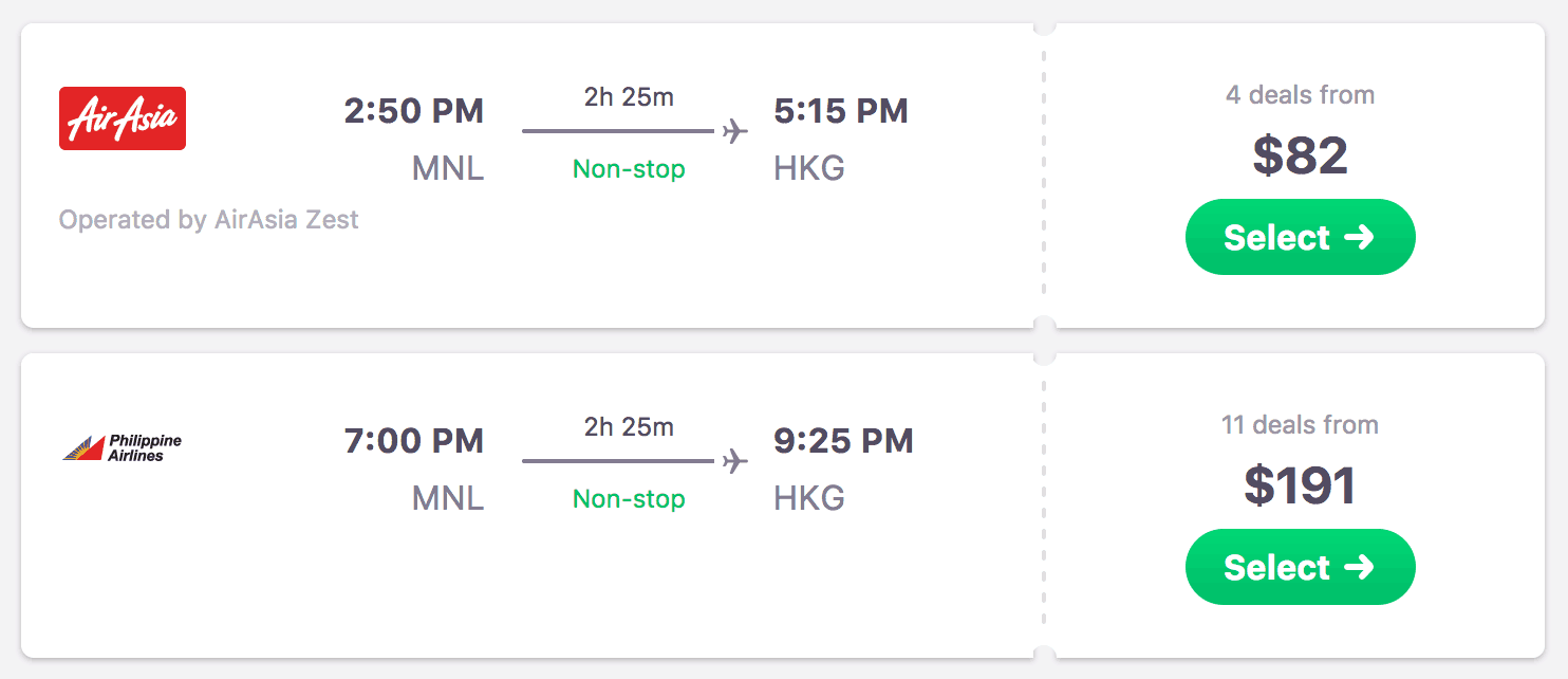 Manila to Hong Kong Flight