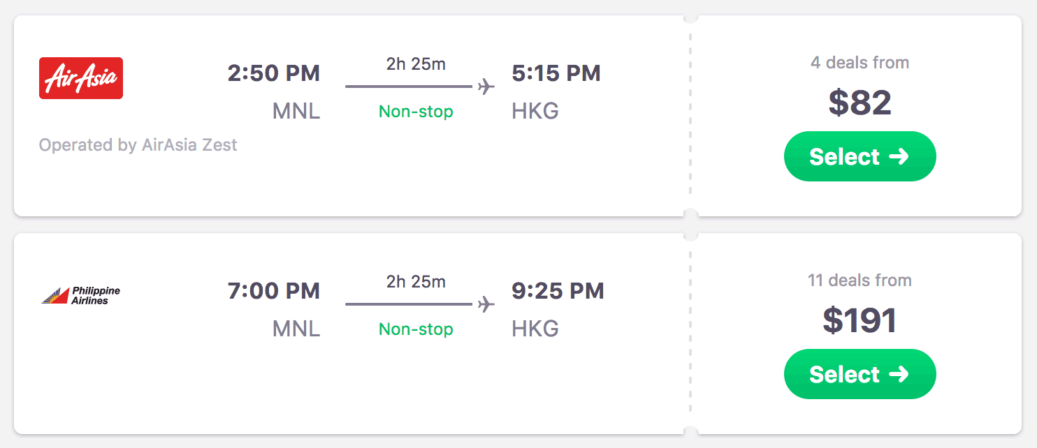 philippines to hong kong travel time