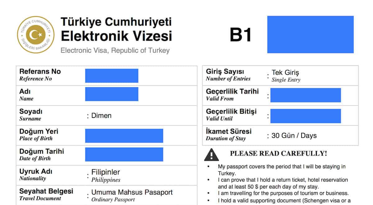 travel requirements to turkey from philippines
