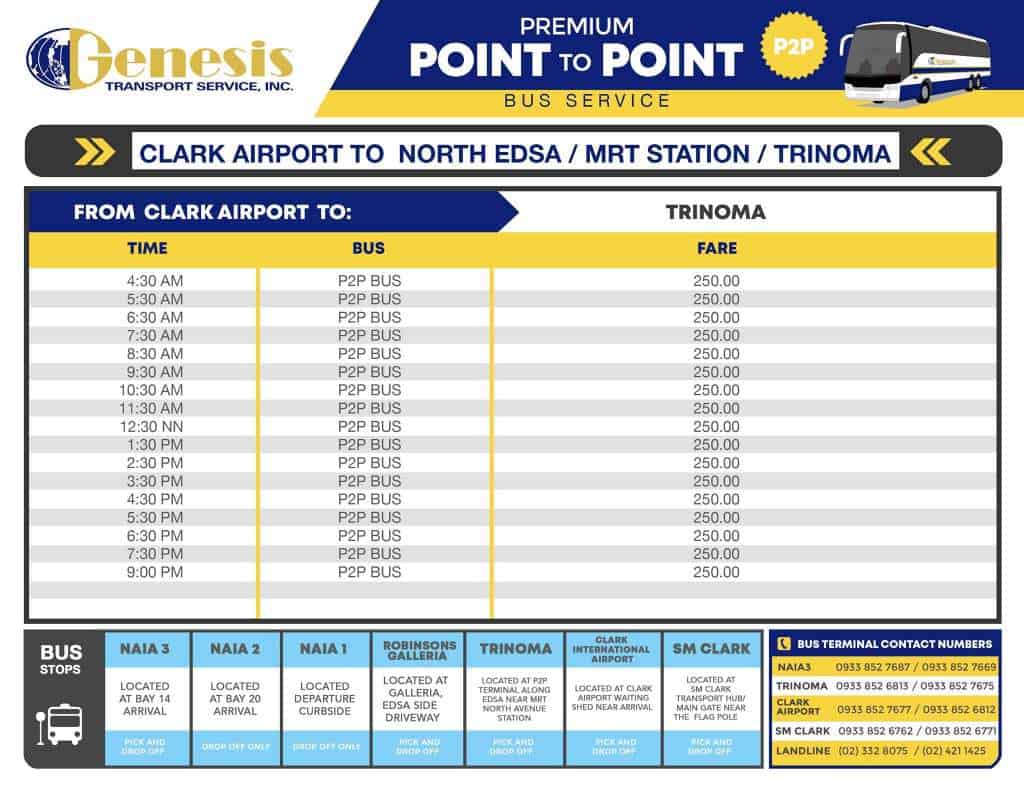 P2P BUS MANILA TO CLARK & BACK Schedule, Stops & Fares The Poor