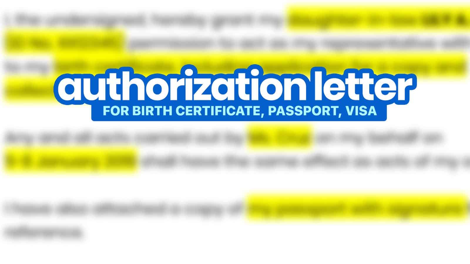 Sample AUTHORIZATION LETTERS