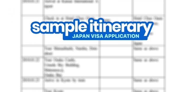 SAMPLE ITINERARY for JAPAN VISA Application (Schedule of Stay)